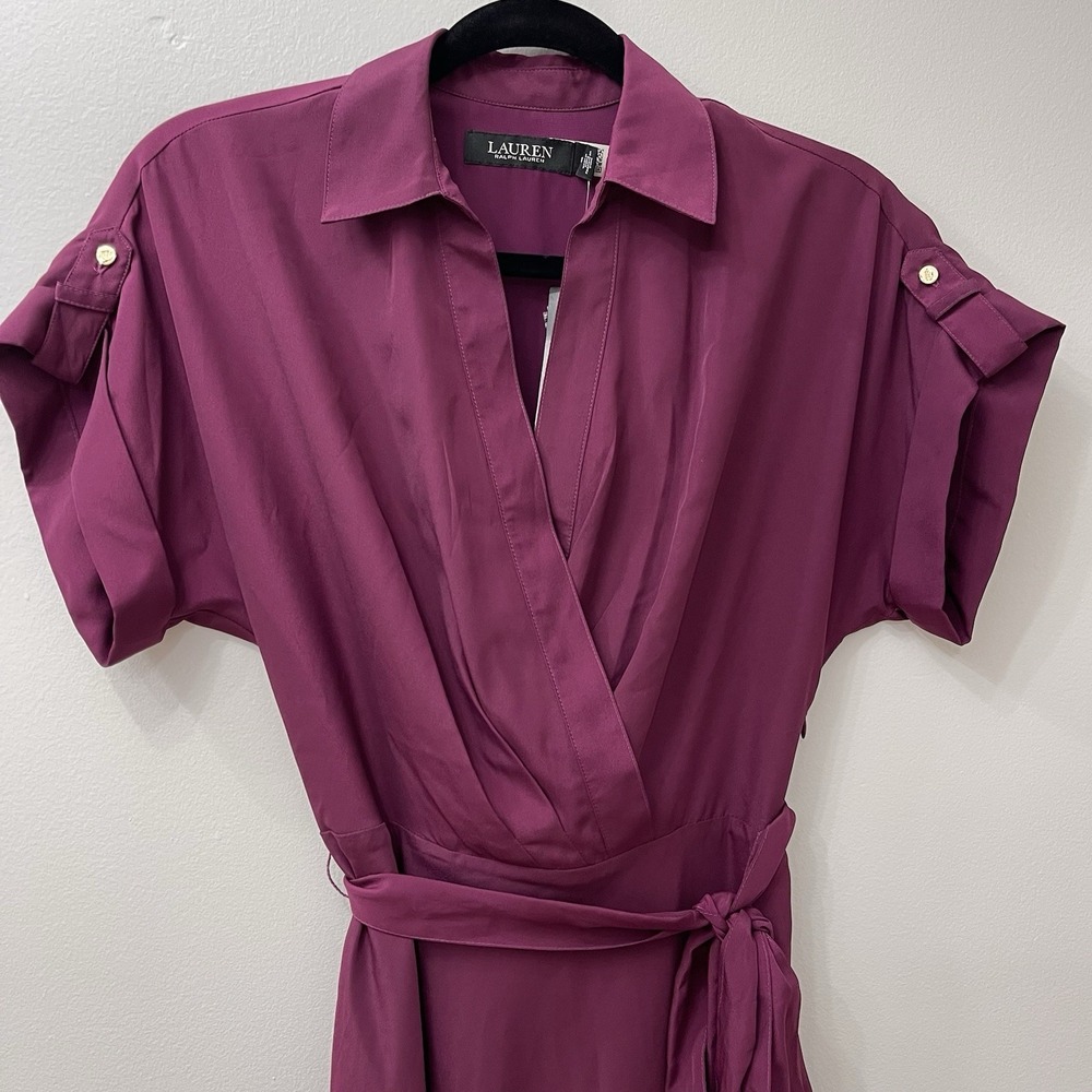 Lauren Ralph Lauren Plum Midi Short Sleeve Dress NEW Size 0